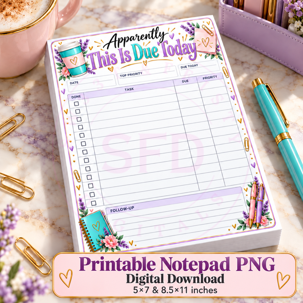 Apparently This Is Due Today | Printable Notepad PNG