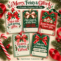 Merry, Feisty & Gifted | 5 Funny Printable Christmas Gift Tags | Digital Download