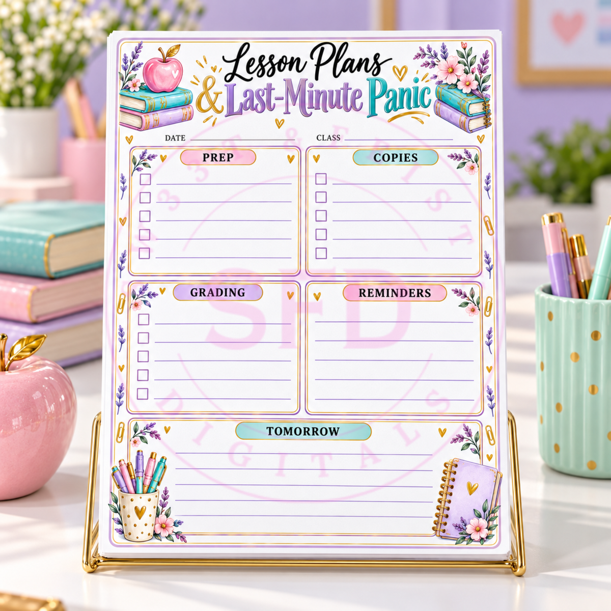 Lesson Plans & Last-Minute Panic | Printable Teacher Notepad PNG