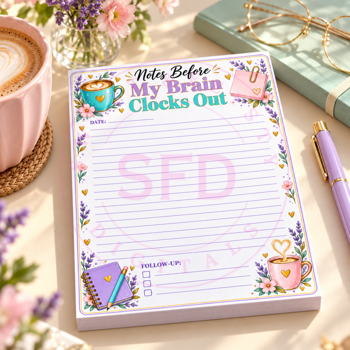 Notes Before My Brain Clocks Out | Printable Notepad PNG