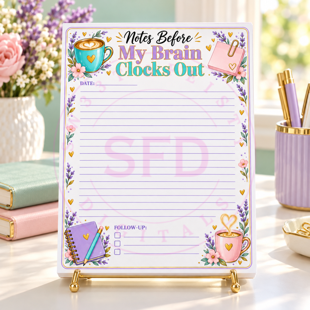 Notes Before My Brain Clocks Out | Printable Notepad PNG