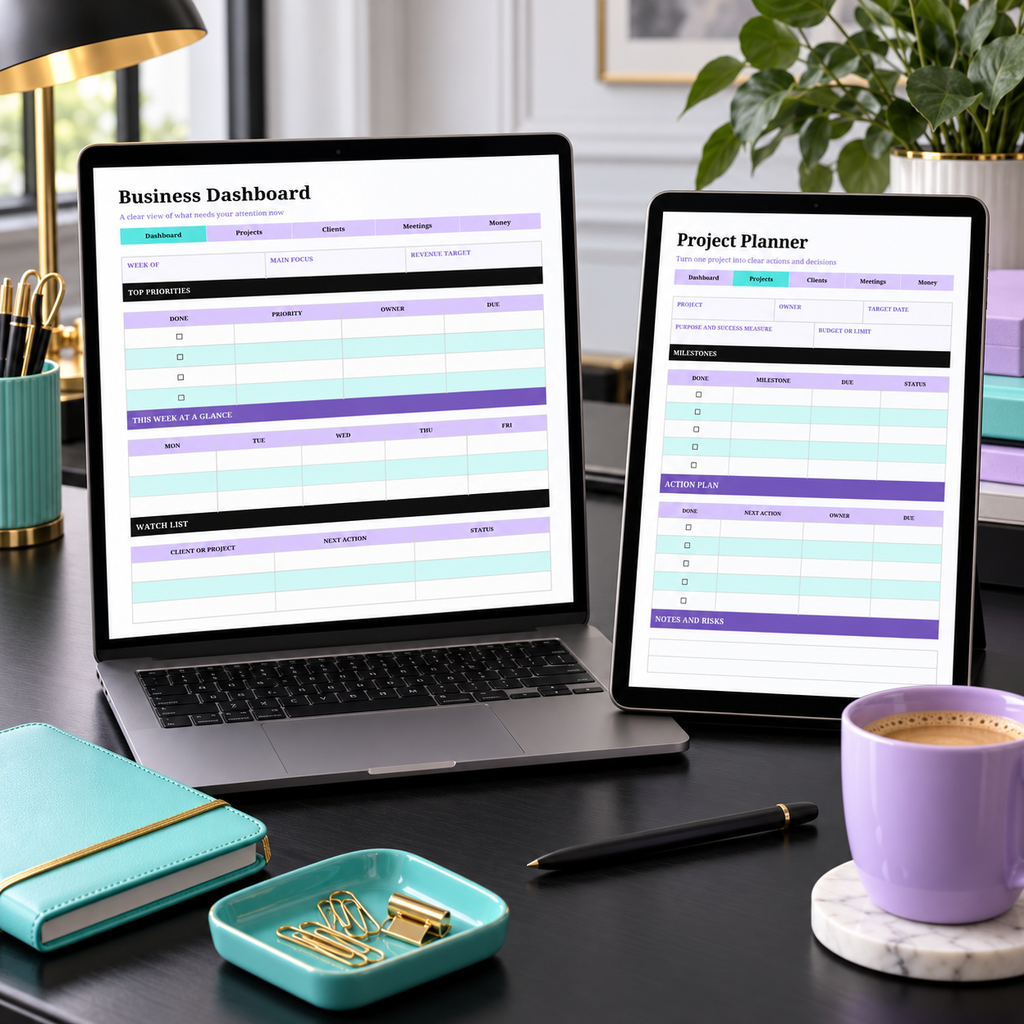 Booked, Busy & Keeping Receipts | Editable OneNote-Ready Business Planner