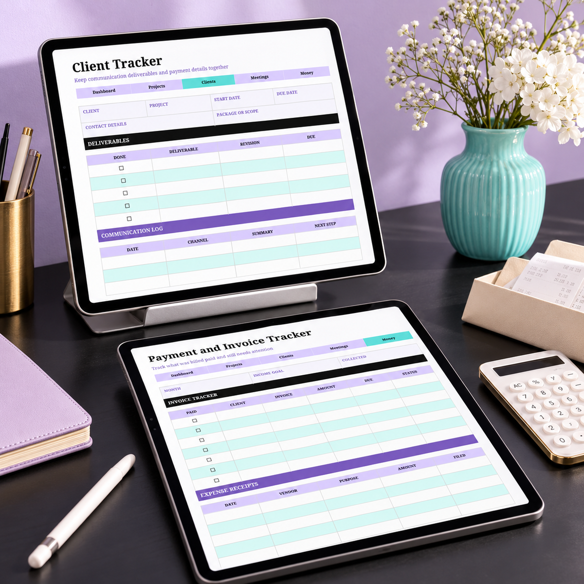 Booked, Busy & Keeping Receipts | Editable OneNote-Ready Business Planner