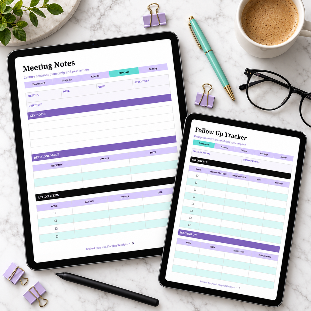 Booked, Busy & Keeping Receipts | Editable OneNote-Ready Business Planner