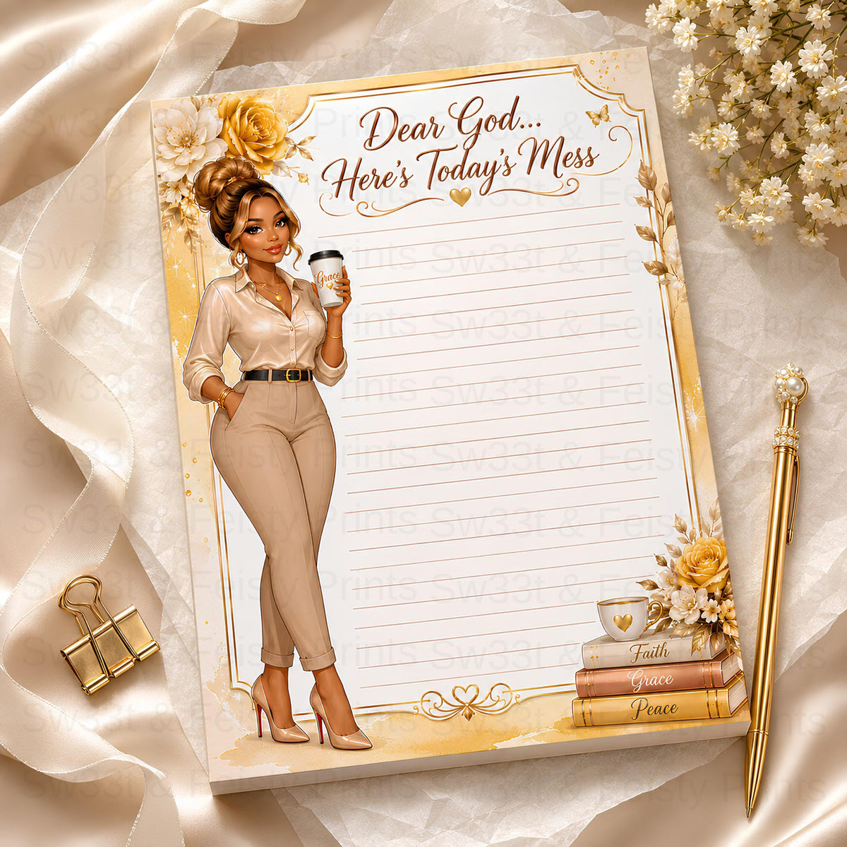 Dear God… Here’s Today’s Mess Notepad PNG Bundle | 3 Faith-Based Designs | Printable PNG
