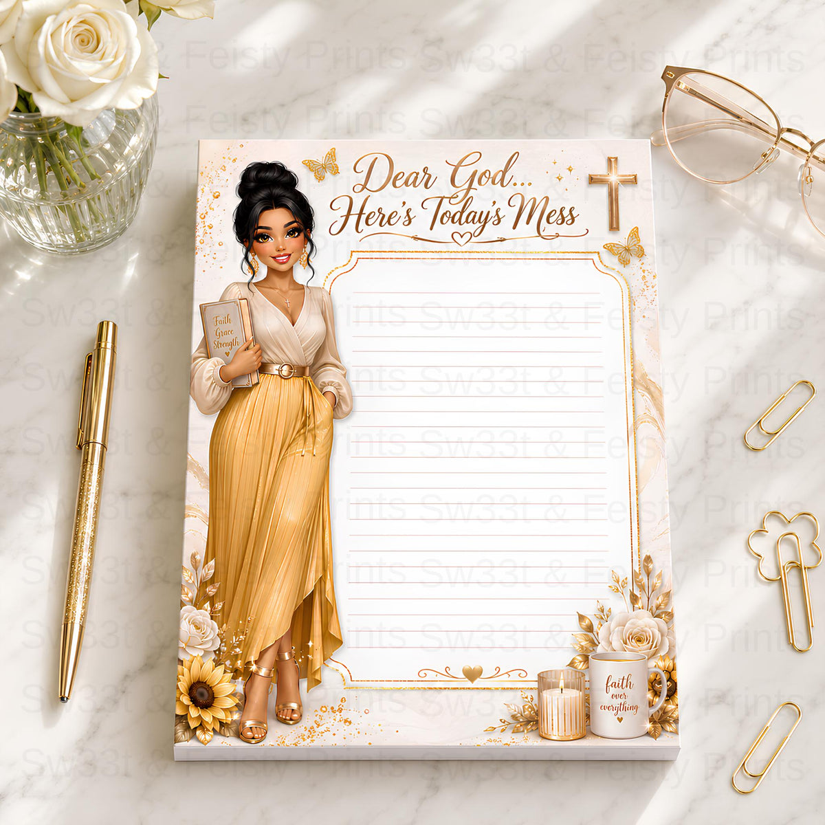 Dear God… Here’s Today’s Mess Notepad PNG Bundle | 3 Faith-Based Designs | Printable PNG