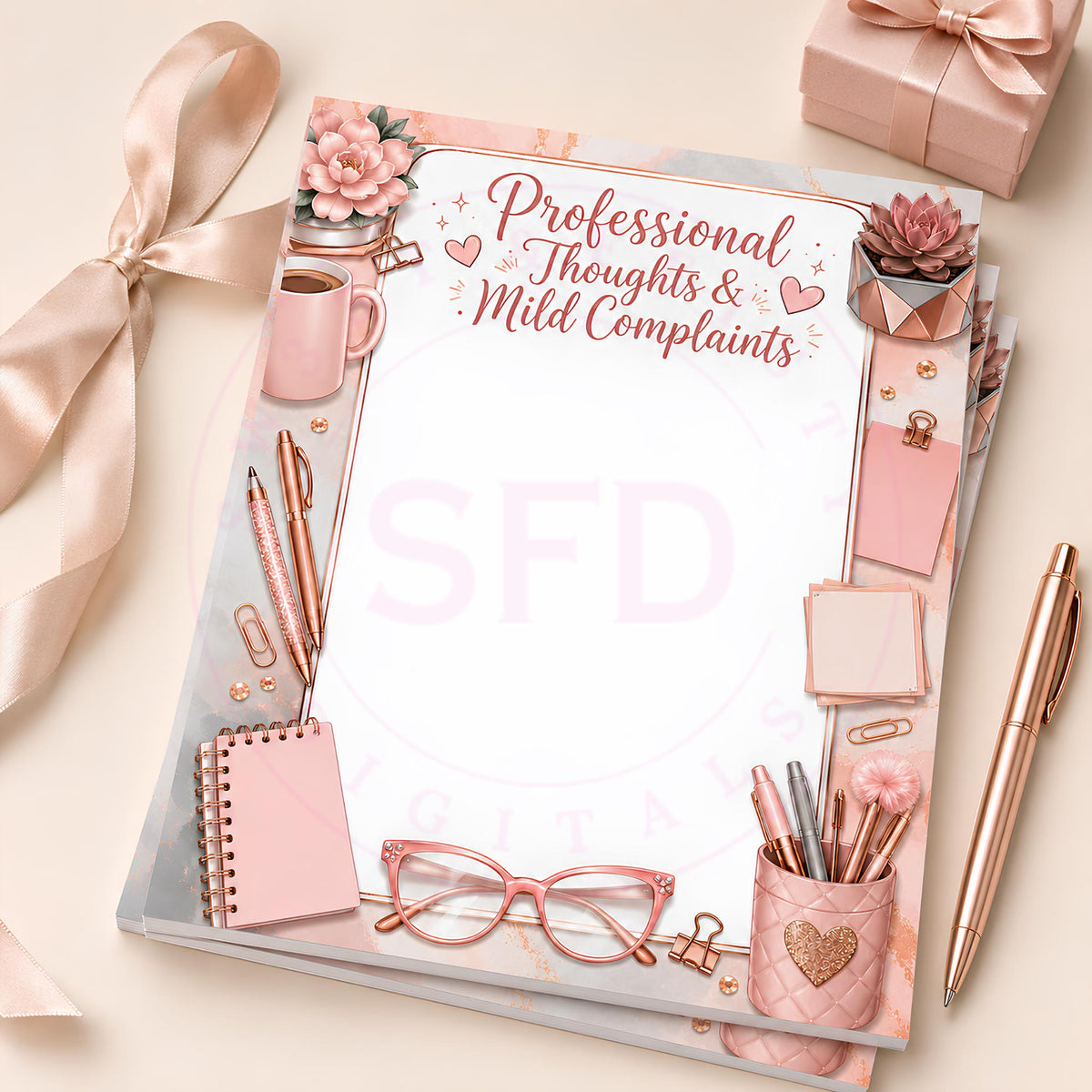 Professional Thoughts & Mild Complaints Notepad PNG | Instant Digital Download