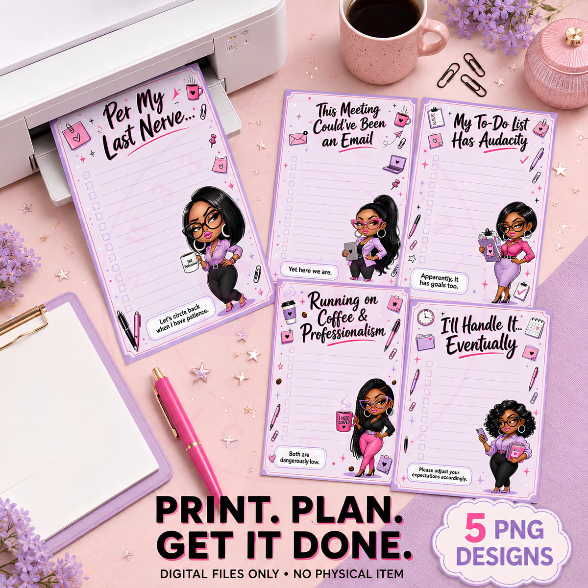 Per My Last Nerve – Sarcastic Office Notepad PNG Bundle | 5x7 Digital Download