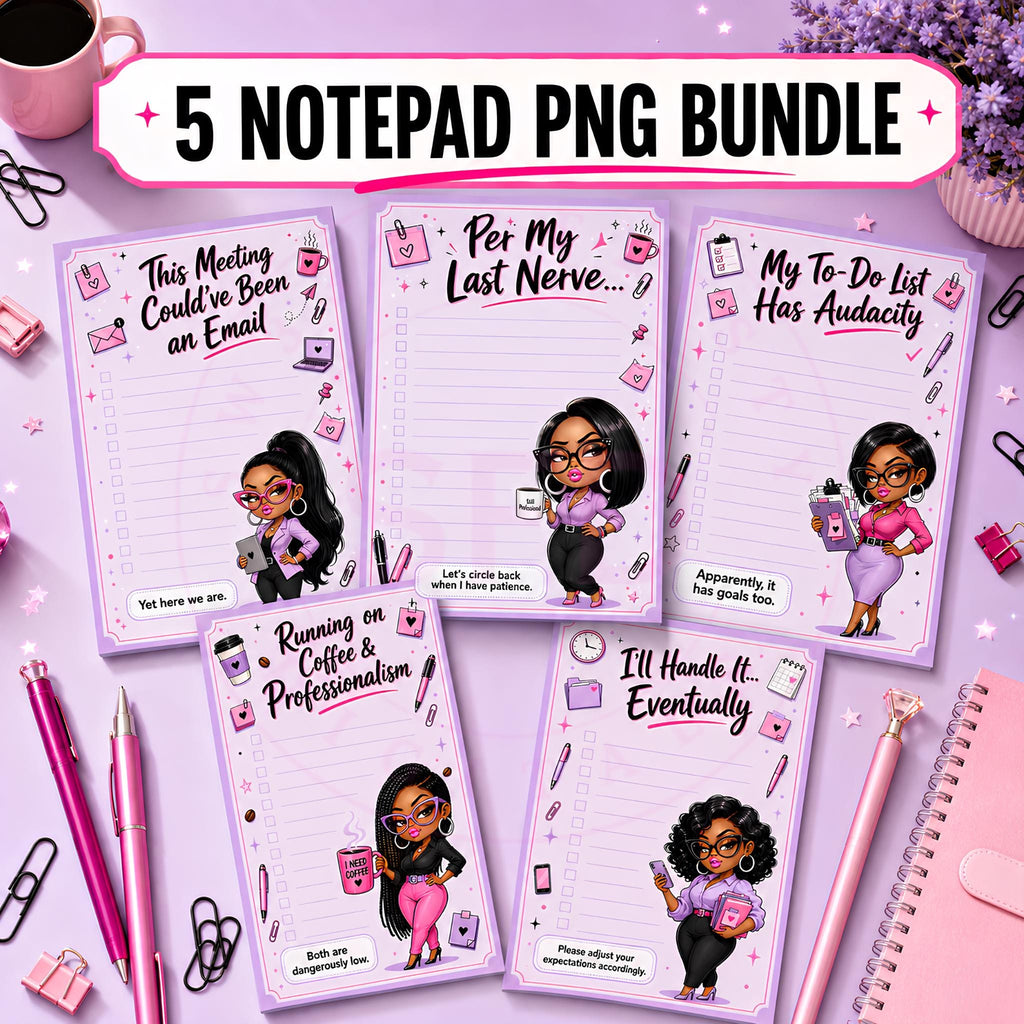 Per My Last Nerve – Sarcastic Office Notepad PNG Bundle | 5x7 Digital Download