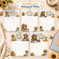 Cowgirl Notepad PNG Bundle, Highland Cow Printable Stationery, 8.5x11 Digital Download, Western Offi