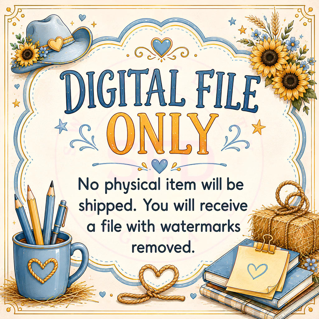 Cowgirl Notepad PNG Bundle, Highland Cow Printable Stationery, 8.5x11 Digital Download, Western Offi