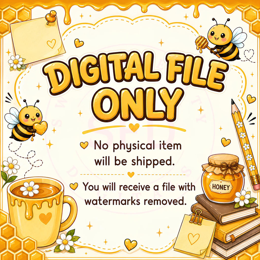 Bee Productive Honey Notepad PNG | To Do List | 8.5x11 Printable Planner Page | Digital Download