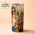 Fall Vibes & Caffeine Tumbler PNG | 20 oz Skinny Tumbler Wrap | Autumn Coffee Design