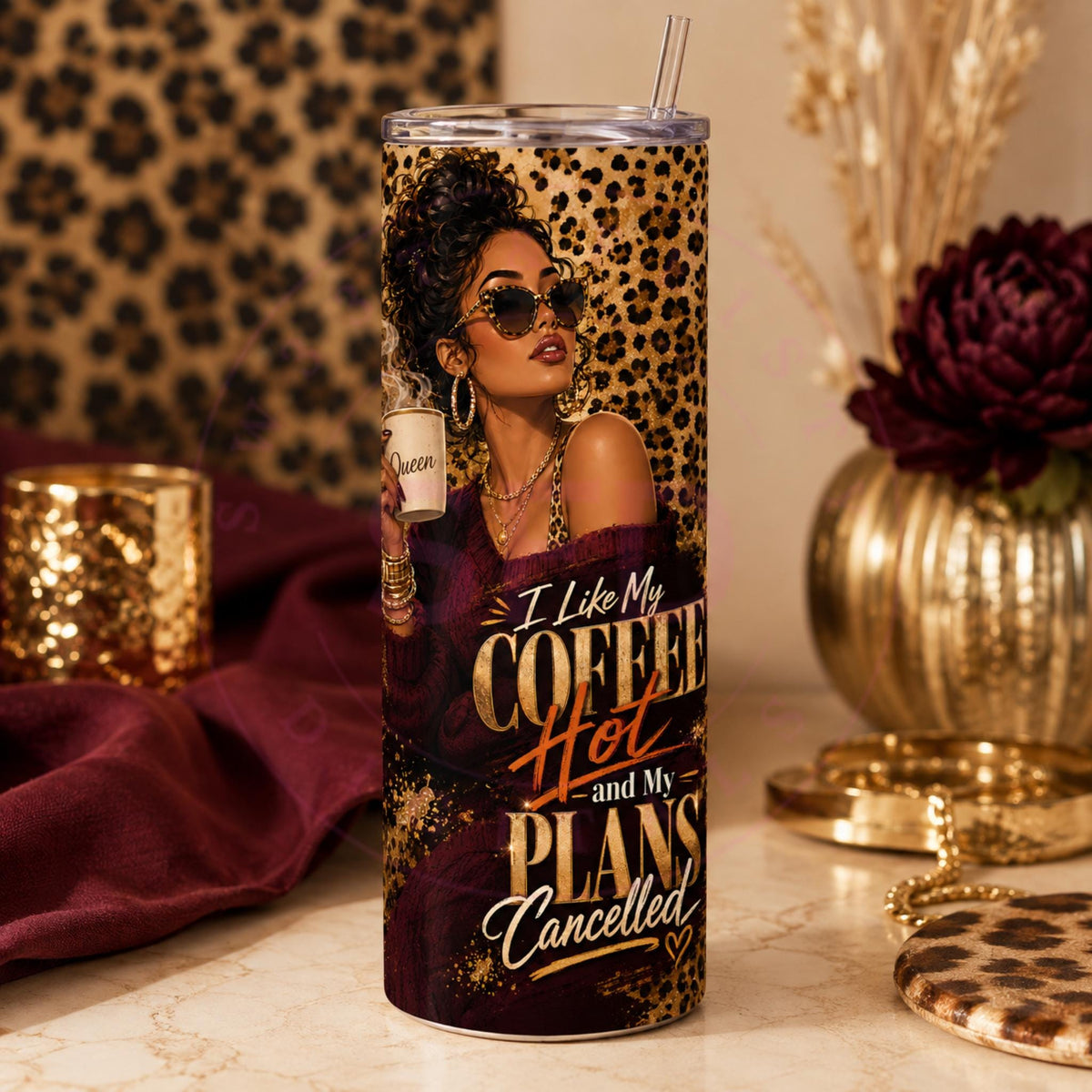 Funny Tumbler PNG | I Like My Coffee Hot and My Plans Cancelled | 20 oz Skinny