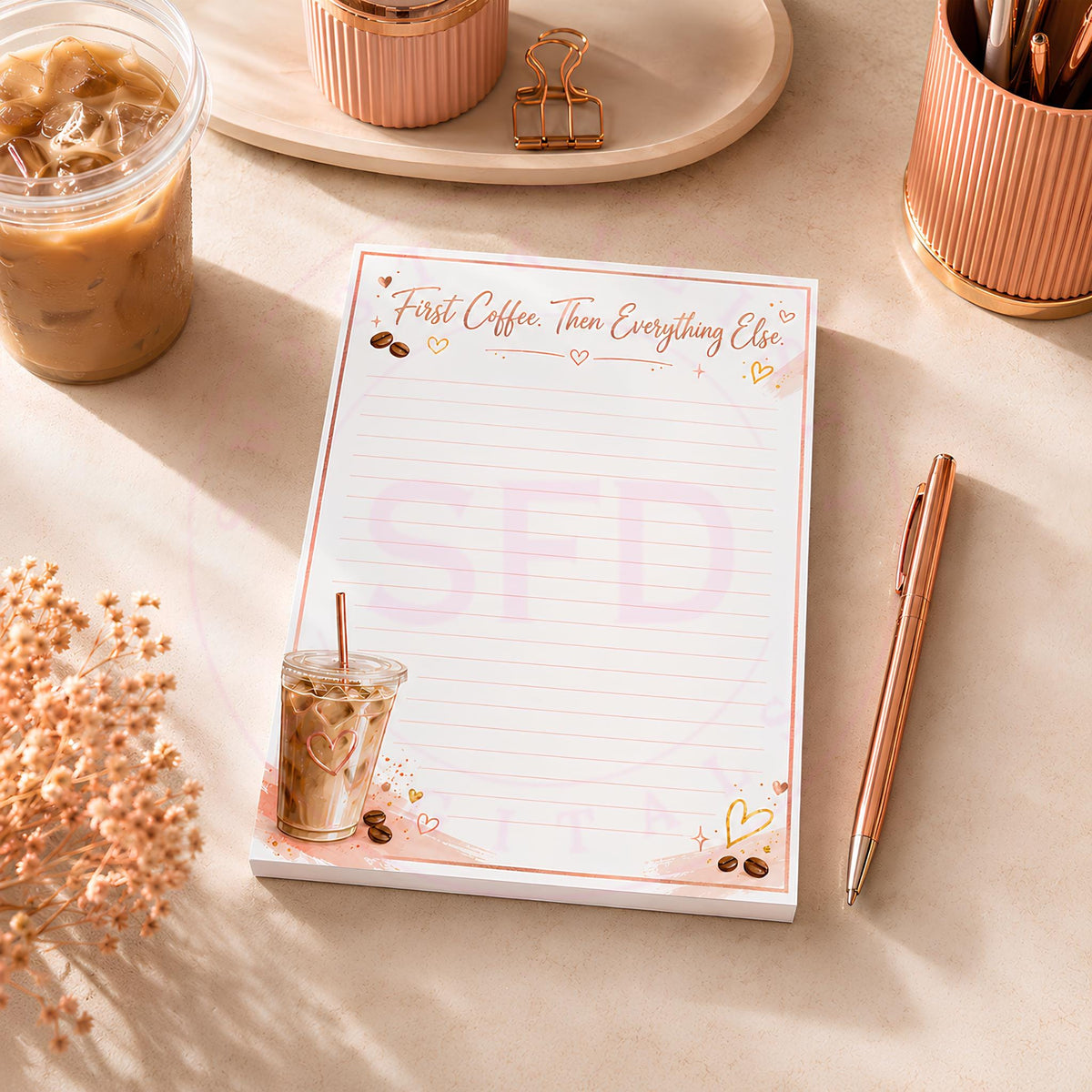 First Coffee Then Everything Else Notepad PNG | 5x7 Printable Lined Notes Page | Digital Download