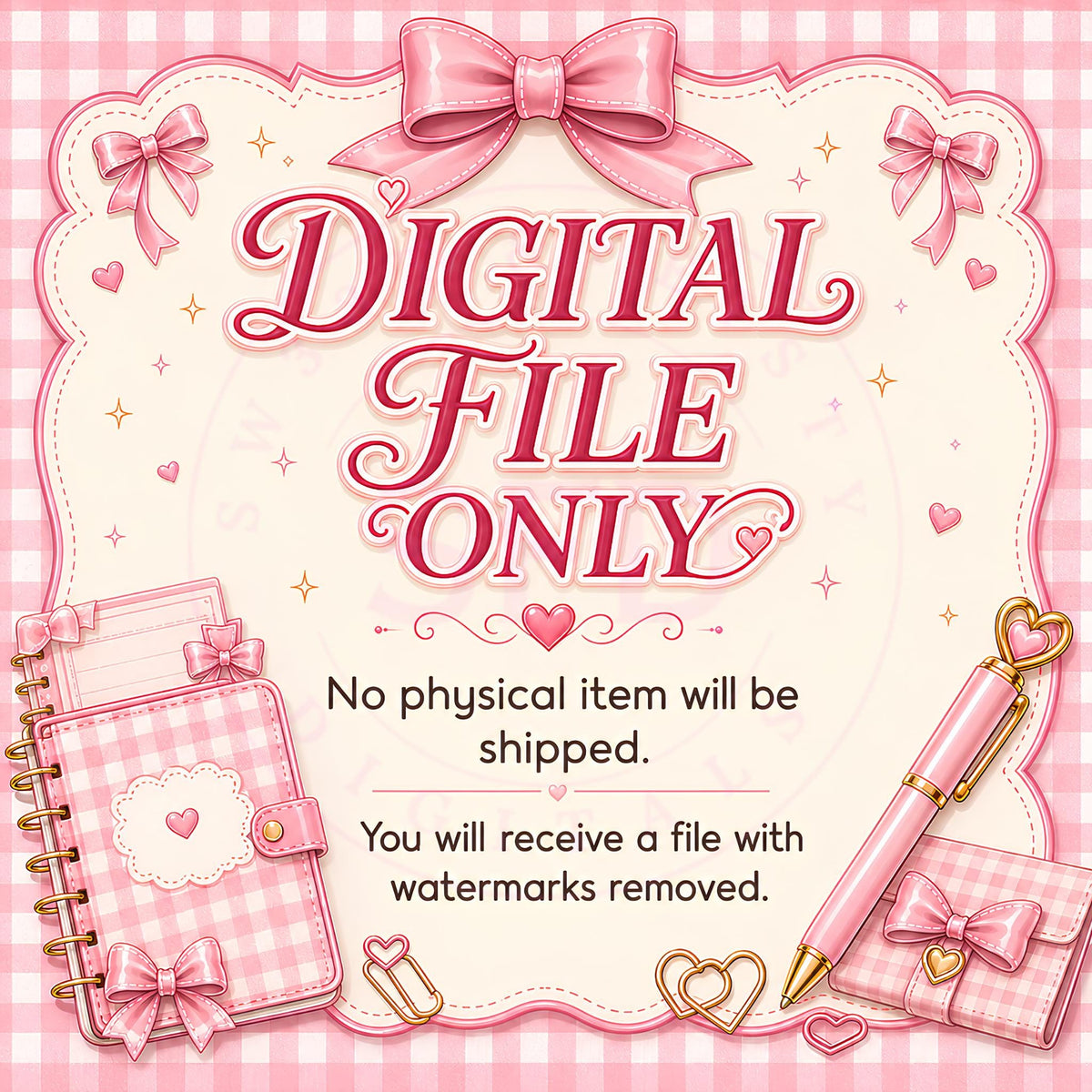 Things on My Pretty Little Agenda Notepad PNG | Pink Gingham Printable | Coquette Bow