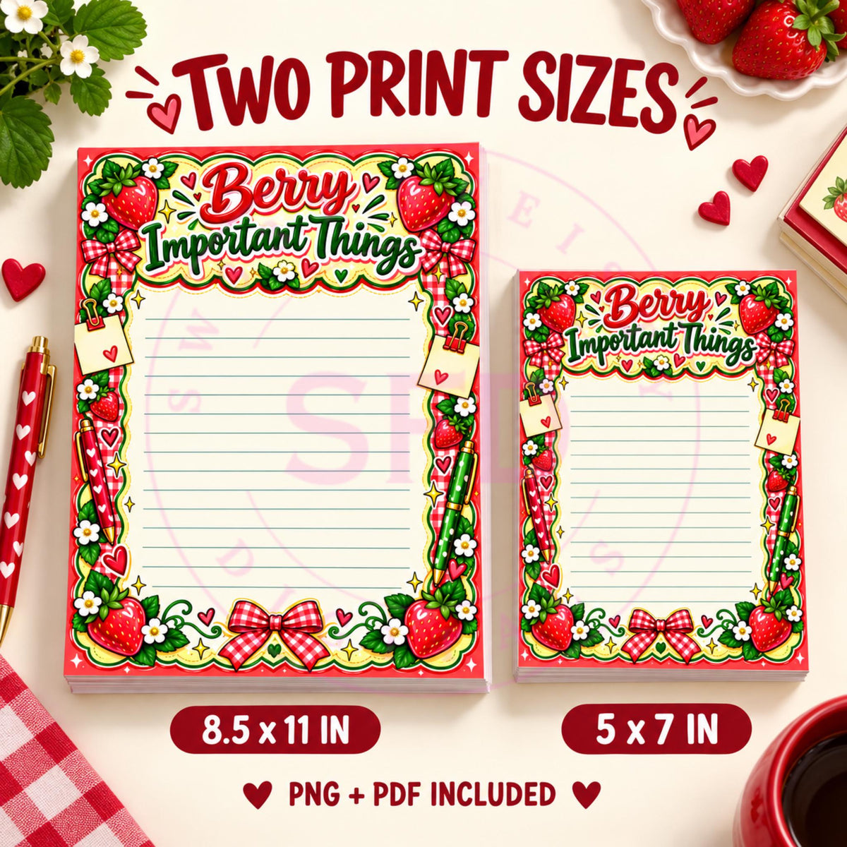 Ready to Print Notepad Seller Kit | 10 Designs in 5x7 & 8.5x11 | PNG PDF Files